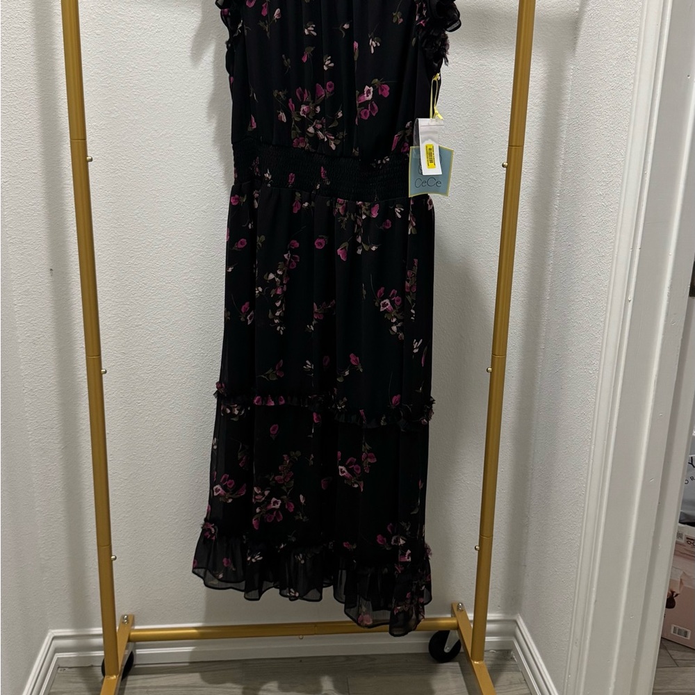 CeCe Black and Pink Floral Dress